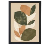 Olive Botanica - Foliage | Abstract Botanical Olive Wall Art Print | Black Framed Print - A4