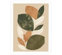 Olive Botanica - Foliage | Abstract Botanical Olive Wall Art Print | White Framed Print - 406x508mm