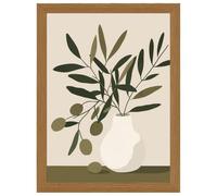 Olive Botanica - Olive Branch | Botanical Green Sage Wall Art Print | Oak Framed Print - 500x700mm