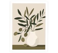 Olive Botanica - Olive Branch | Botanical Green Sage Wall Art Print | White Framed Print - 500x700mm