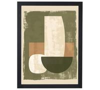 Olive Botanica - Pottery | Abstract Botanical Olive Wall Art Print | Black Framed Print - A3