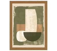 Olive Botanica - Pottery | Abstract Botanical Olive Wall Art Print | Oak Framed Print - A3