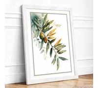 Olive Branch Botanical Framed Wall Art Print A2 (59.4×42cm) White, Wall Decor for Living Room, Bedroom, Office & Home, Ready to Hang, Art Gift