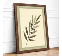 Olive Branch Botanical Framed Wall Art Print A3 Walnut