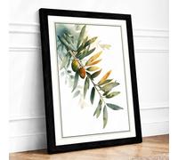Olive Branch Botanical Framed Wall Art Print A4 (29.7×21cm) Black, Wall Decor for Living Room, Bedroom, Office & Home, Ready to Hang, Art Gift
