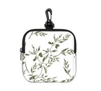 Olive Branch Hand Drawn Food and Drink, Square Zipper Storage Bag, Neoprene Coin Purse, Small Wallets, Change Pouch, Change Purse
