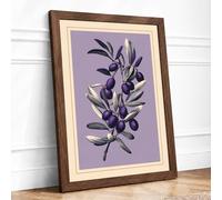 Olive Branch Study Botanical Framed Wall Art Print A1 (84.1×59.4cm) Walnut, Wall Decor for Living Room, Bedroom, Office & Home, Ready to Hang, Art Gift