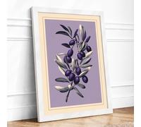 Olive Branch Study Botanical Framed Wall Art Print A3 (42×29.7cm) White, Wall Decor for Living Room, Bedroom, Office & Home, Ready to Hang, Art Gift