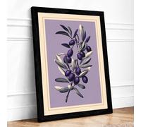 Olive Branch Study Botanical Framed Wall Art Print A4 (29.7×21cm) Black, Wall Decor for Living Room, Bedroom, Office & Home, Ready to Hang, Art Gift