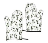 Olive Branch Watercolor Style Nature, Kitchen Oven Mitts Anti-Slip Cooking Gloves,Heat Resistant Baking Mitts A Pair