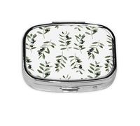 Olive Branch Watercolor Style Nature,Meta Pill Box 2 Compartment Medicine Case,Portable Organizer