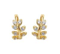 Olive Branch Wreath Stud Earrings Women Pavé Crystal Ear Bone Clip Wedding Jewelry