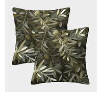 Olive Branches-natural Botanical Design Pillow Covers 2 Pack Cozy Pillowcase Art Cushion Cover Zippered Decorative Sofa for Living Room Bedroom 40x40cm