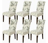 Olive Chair Covers for Dining Chairs, Modern Minimalistic Leaf Circle Spring Green Spandex Washable Stretch Chair Protector Covers Decor for Kitchen Office Conference 6pcs