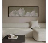 Olive Cloud Panoramic Canvas Wall Art-Wide Minimalist Art, Large Living Room Decor, Dark Sage Green Sky Art(55x165cm/No frame)