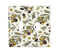 Olive Double Light Switch Cover Plate, Botanical Natural Leaf Branch Summer Green Plastic Standard Size Toggle Light Switch Cover for Home Living Room Bedroom Bathroom Decor