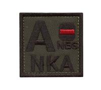 Olive Drab A NEG A- NKA Blood Type OD Green Embroidered Fastener Patch