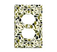 Olive Duplex Outlet Covers Wall Plate, Botanical Natural Leaf Branch Fall Green Plastic Standard Size Face Plates for Electrical Outlets for Home Living Room New Apartment Decor