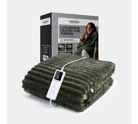 Olive Faux Fur Heated Throw Blanket