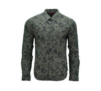 (Olive Flowery, S) LEVIS Mens Shirts Cotton Long Sleeve Flannel Shirt