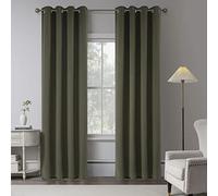 Olive Green 100% Blackout Linen Curtains 102 Inches Long 2 Panels for Bedroom,Modern Farmhouse Full Black Out Room Darkening Thermal Insulated Window Curtain Panels W50 x L102 Inch Length