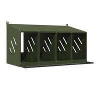 vidaXL Chicken Nesting Box - 4 Compartment Poultry House/Coop with Perch & Ventilation in Olive Green Metal for Indoor/Outdoor Use - Sturdy, Durable & Weather-Resistant