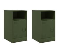 vidaXL Bedside Cabinets 2 pcs Olive Green 34.5x39x62 cm Steel