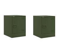 (olive green, 2 pcs) vidaXL Bedside Cabinets Nightstand Bed Side Cabinet 2 pcs Olive Green Steel