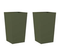 vidaXL Garden Planters Olive Green 2 pcs 45x45x75 cm Steel, Green