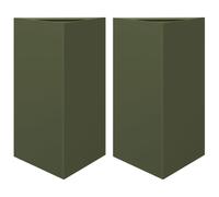 (olive green, 50 x 43 x 75 cm/ 2 pcs) vidaXL Garden Planters Outdoor Flower Pot Patio Planter Box Triangular Steel
