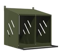 vidaXL Chicken Nesting Box with 2 Compartments - Olive Green Metal - Weather Resistant - Indoor/Outdoor Use - Ventilated - Includes Perch Entrance