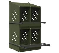 vidaXL Chicken Nesting Box with 4 Compartments Olive Green Metal