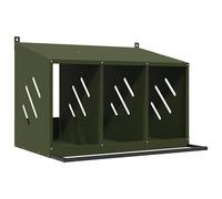 vidaXL Chicken Nesting Box/Chicken Egg Box - 3 Compartment Olive Green Metal, Weather Resistant with Sloping Roof and Perch, 80x64x59.5cm, Indoor/Outdoor
