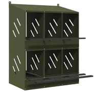 vidaxl Chicken Nesting Box - 6 Compartments | Olive Green Metal | Indoor/Outdoor Use | Removable Base | Ventilated