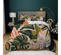 Olive Green and Orange Duvet Cover Set - Microfiber Ultra Soft With Hidden Zipper Closure - Super King Size Bedding Set Includes 2 Pillow Cases (50x75cm)