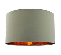 Happy Homewares Olive Green Cotton 20'' Floor/Pendant Lampshade with Shiny Copper Inner, Green