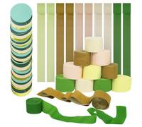 Olive Green Crepe Paper Streamers - 10 Rolls 5 Colored 4.5cm x 25m Khaki Crepe Hanging Rainbow Streamers, Party Streamers Decorations with Polka Dot Banner for Birthday Bridal Shower Holiday Party