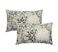Olive Green Dahlia Lumbar Pillow Covers 12x20 In Rustic Geometric Flower Decorative Rectangle Pillow Cases Beige Tan Gray Floral Cushion Covers Farmhouse Home Decor For Sofa Couch Outdoor Set of 2