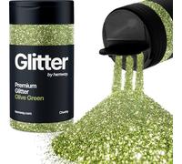 Olive Green Glitter Shaker, 130g Chunky Glitter, Crafts 1/40" Metallic Flake Olive Green Sequins, Resin & Epoxy Crafts, Decorating, Halloween, Christmas Nail, Face, Hemway