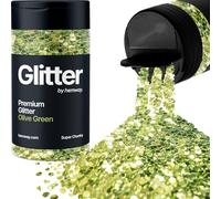 Olive Green Glitter Shaker, 130g Super Chunky Glitter, Crafts 1/8" Metallic Flake Olive Green Sequins, Resin & Epoxy Crafts, Decorating, Halloween, Christmas Nail, Face, Hemway