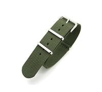 Olive Green Infantry Military MoD NATO Nylon Fabric G10 4 Rings Watch Strap Band Chrome Buckle (20mm Fitting)