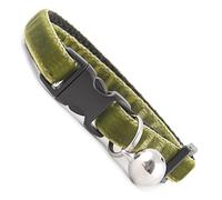 Olive Green Large Velvet Cat Collar | Large Breed Cat Collar| Removable Bell | UK Made | Safety Release Buckle | Ragdoll | Maine Coon