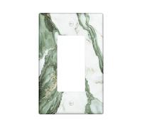 Olive Green Marble Switch Cover Wall Plate 1 Gang Single Rocker, Abstract Modern Electrical Faceplate for Bedroom Bathroom Decor, Vintage Luxury Simple Standard Size Switchplate