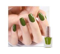 Olive Green Nail Polish, Peel Off Pure Green Nail Varnish, Water Based Quick Drying No UV Need Nail Polish for DIY Nail Art Manicure at Home Salon, Gift for Women (11ml)