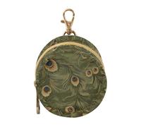 Olive Green Peacock Feathers Baby Boy Pacifier Case Holder Portable Key Chain Wallet, Neutral Baby Items Tapas para chupones de