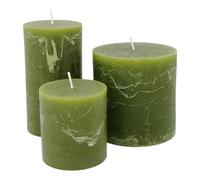 Olive Green Pillar Candle, 1x Large Green Candle, Rustic Coloured Chunky Candle, Shaped Candle, Rustic Green Candle, Through Coloured Vibrant Green Pillar Candles, Dining Table Candles (10 x 10cm)