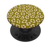 Olive Green Pink Leopard Print Cheetah Aesthetic Girly Y2K PopSockets Adhesive PopGrip