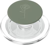 Olive/Green Rose Minimalistic Botanical One Line Drawing PopSockets PopGrip for MagSafe