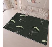 Olive Green Rug Washable Non Slip Soft Home Decor, Abstract Soldier Parachute Printing Carpet for Kitchen Dining Room Kids Playroom, 80 x 150 cm Short Lint Floor Mat for Girls Boys Bedroom