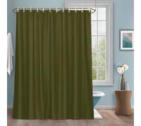Olive Green Shower Curtain with 12 Hooks Solid Color Waterproof Fabric Shower Curtains Sets for Bathroom Bath Decorations, Machine Washable, 66"x72"